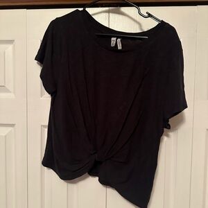 Zella Black Twist Front Women's Shirt